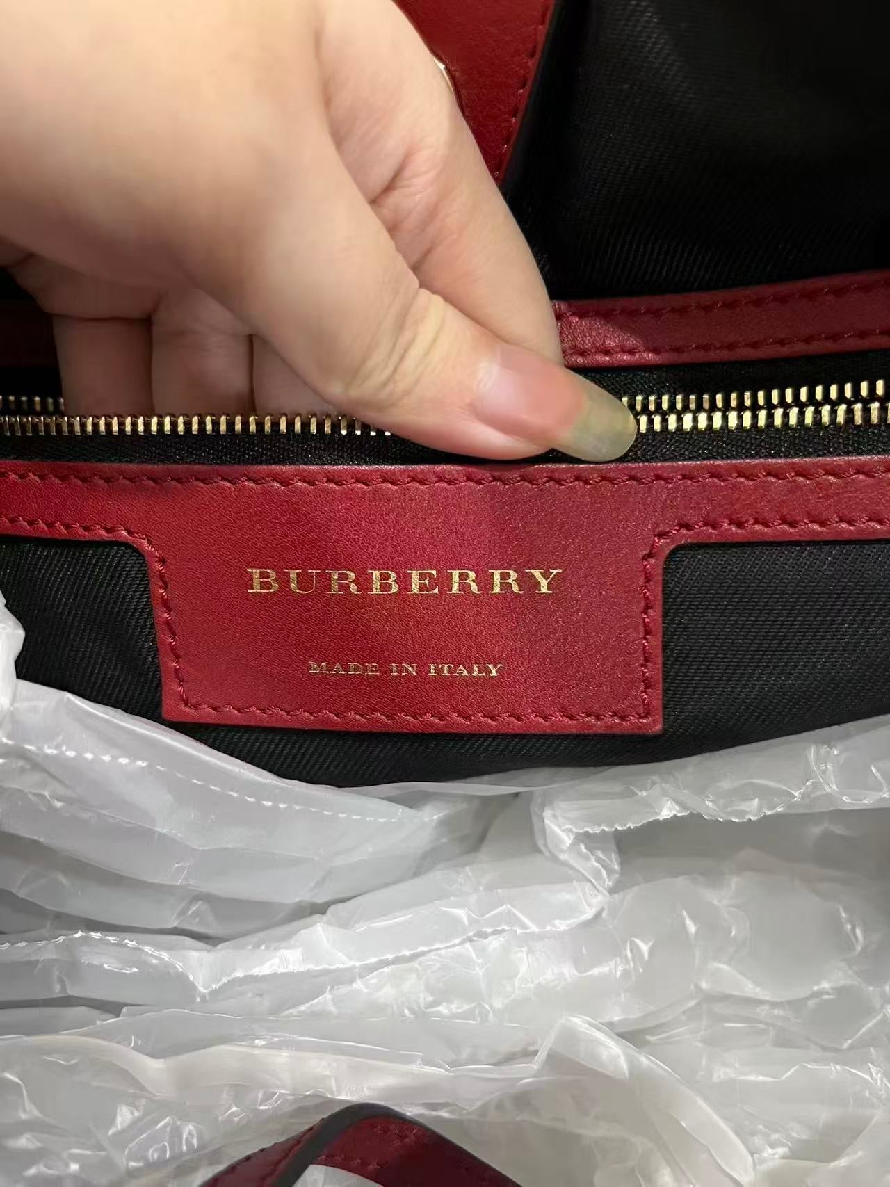 Burberry - Nova Check Leather Trim Tote Bag - Coated canvas with pebbled leather trim - Multicolour (beige, black, red, white, blue check with red leather) - (Medium)