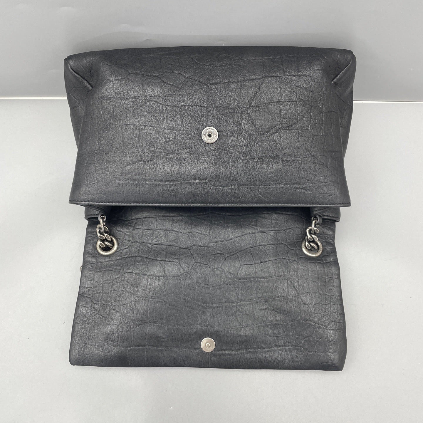 Saint Laurent - Hollywood Chain Flap Bag - Matte crocodile-embossed leather - Black - (medium)