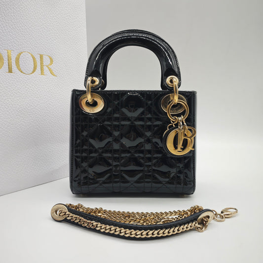 Dior - Lady Dior Mini - Patent leather - Black - (Mini)
