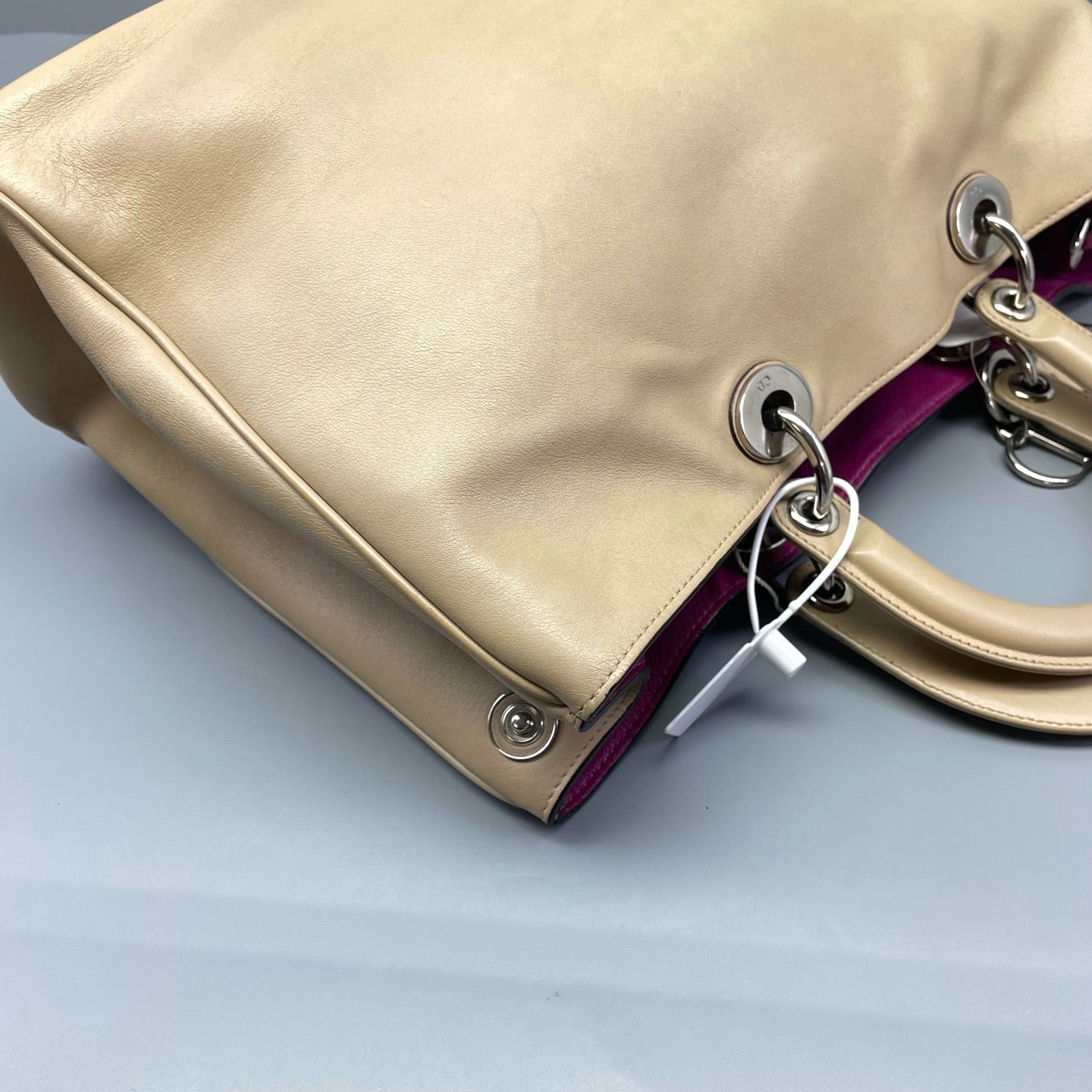 Dior - Dior VIP Tote - Calfskin leather - Beige with Fuchsia interior lining - (large)