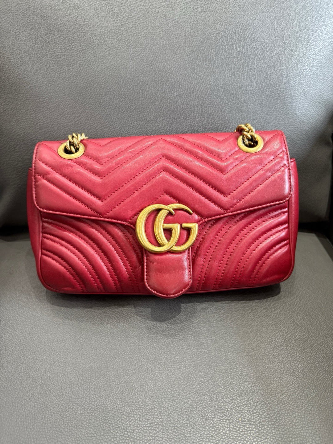 Gucci - GG Marmont Matelassé Shoulder Bag - Leather - Red - (medium)