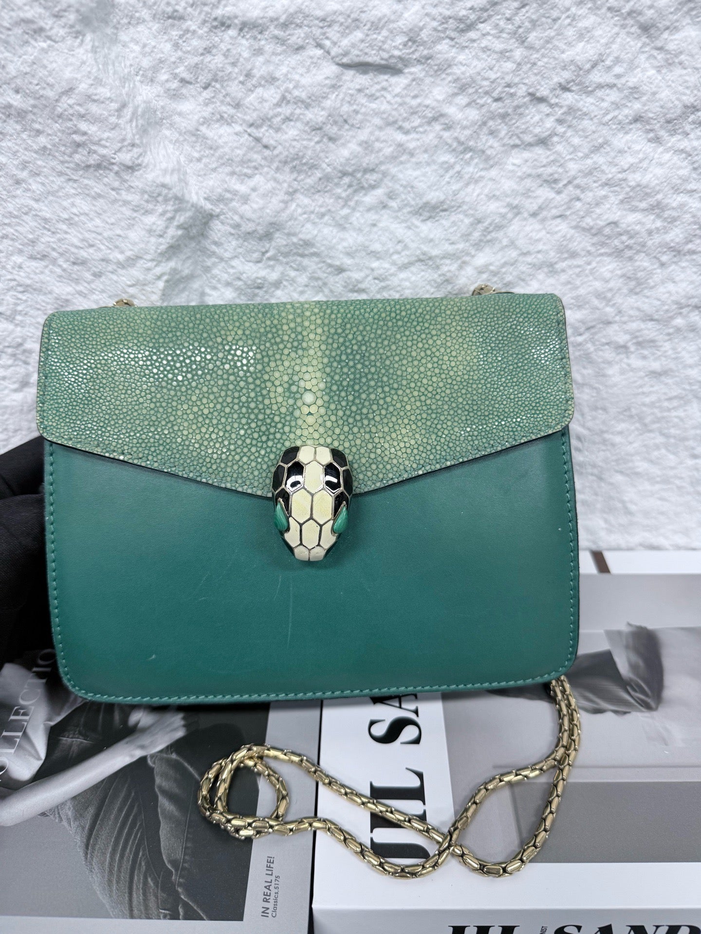 Bvlgari - Serpenti Forever Chain Bag - Stingray skin and calfskin leather - Green - (mini)