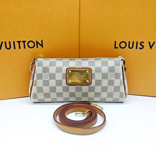 Louis Vuitton - Eva Clutch - Damier Azur coated canvas with Vachetta leather trim - White - (mini)
