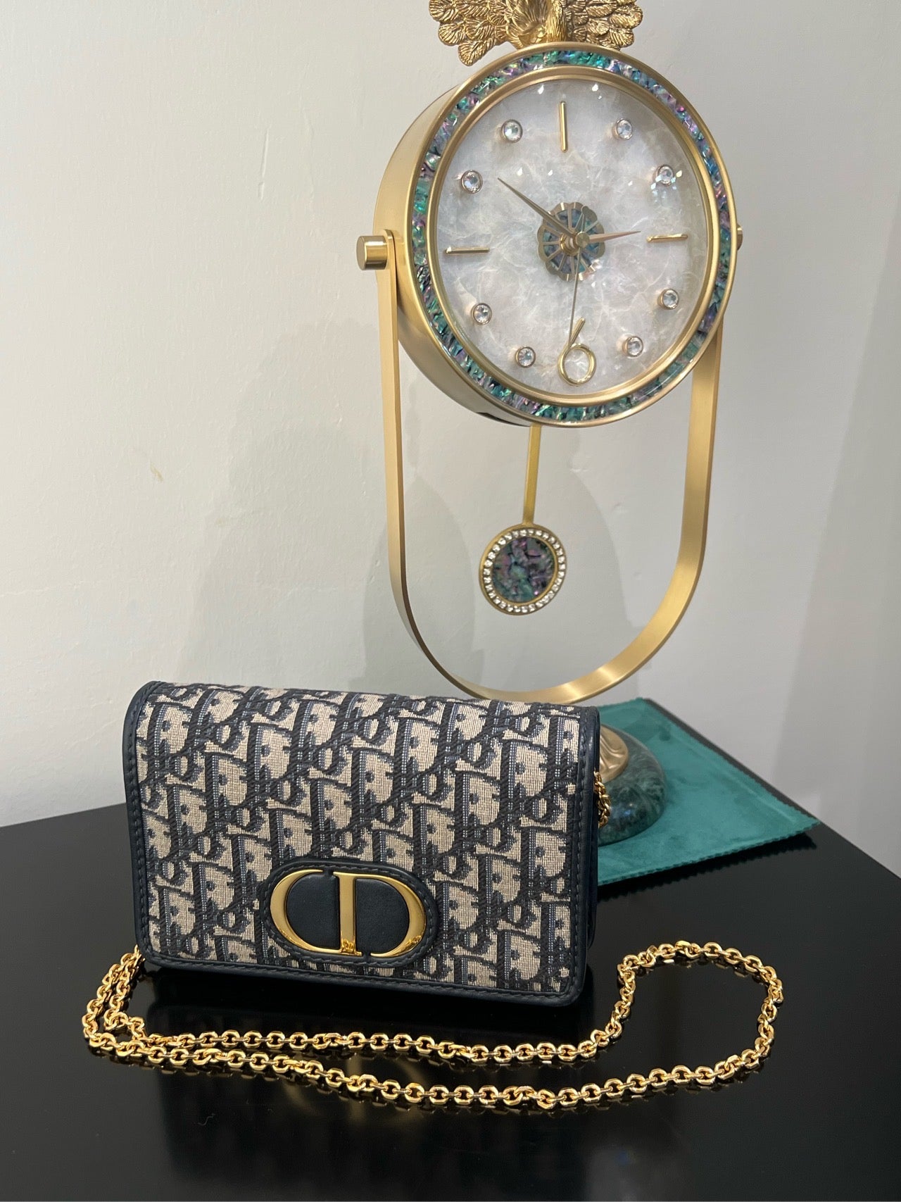 Christian Dior - Montaigne 2-in-1 Wallet on Chain (WOC) - Oblique Jacquard Canvas and Leather - Navy - (Mini)