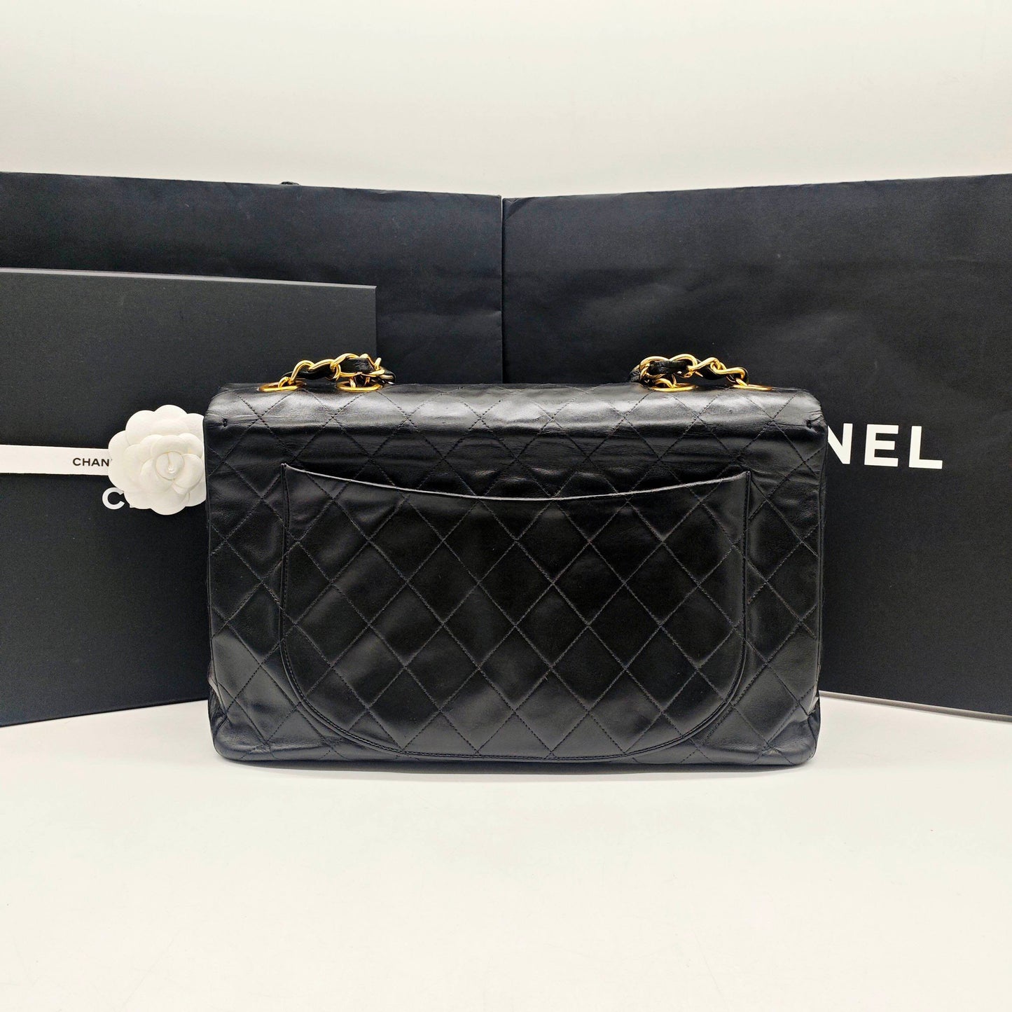 Chanel - Classic Flap Jumbo - Lambskin leather - Black - (Large)