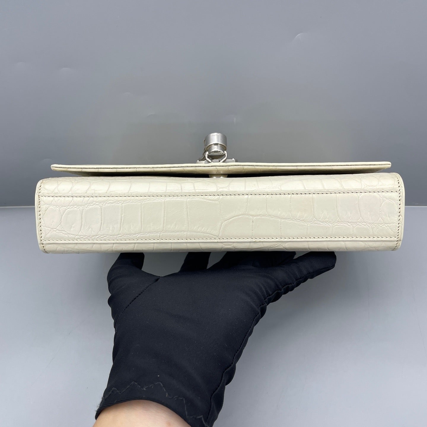 Saint Laurent - Kate Tassel Bag - Croc-embossed leather - White - (medium)