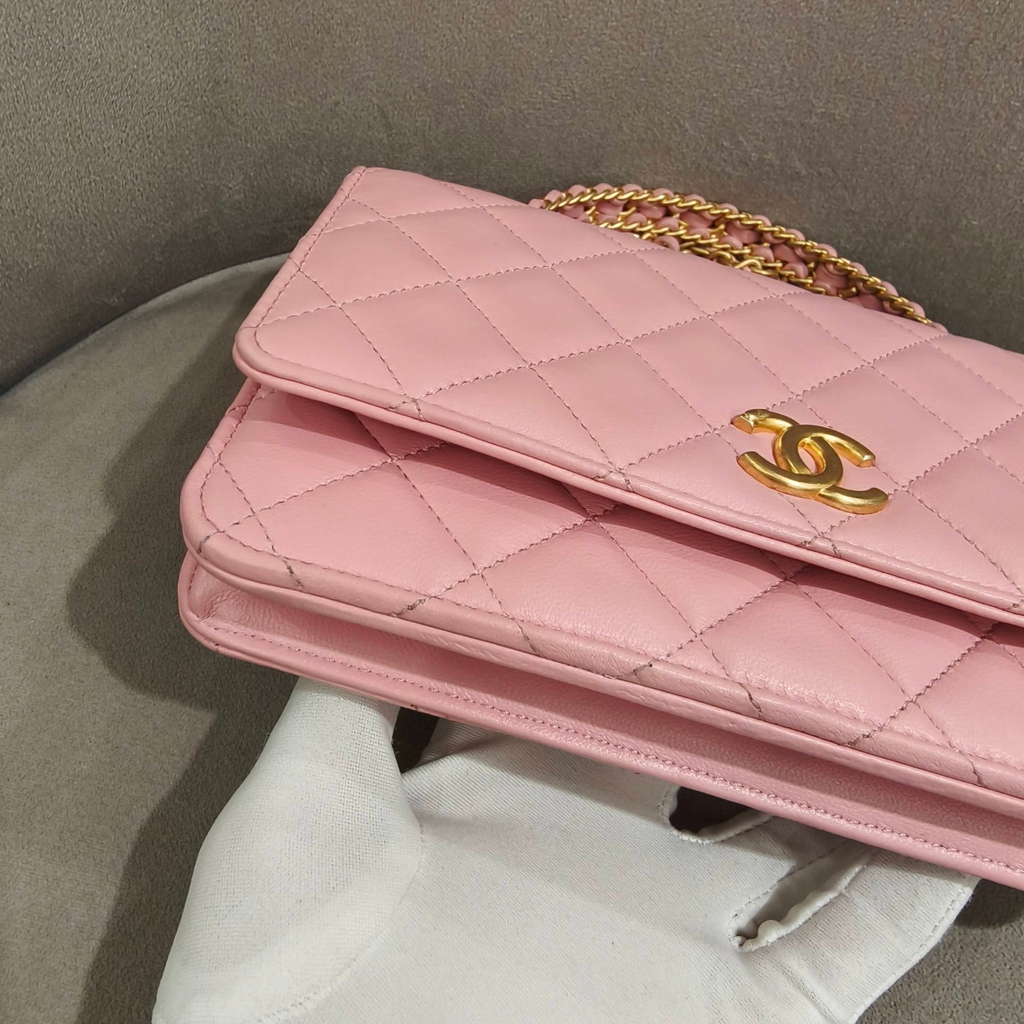 Chanel - 22K WOC with Top Handle Chain Bag - Lambskin leather - Pink - (mini)