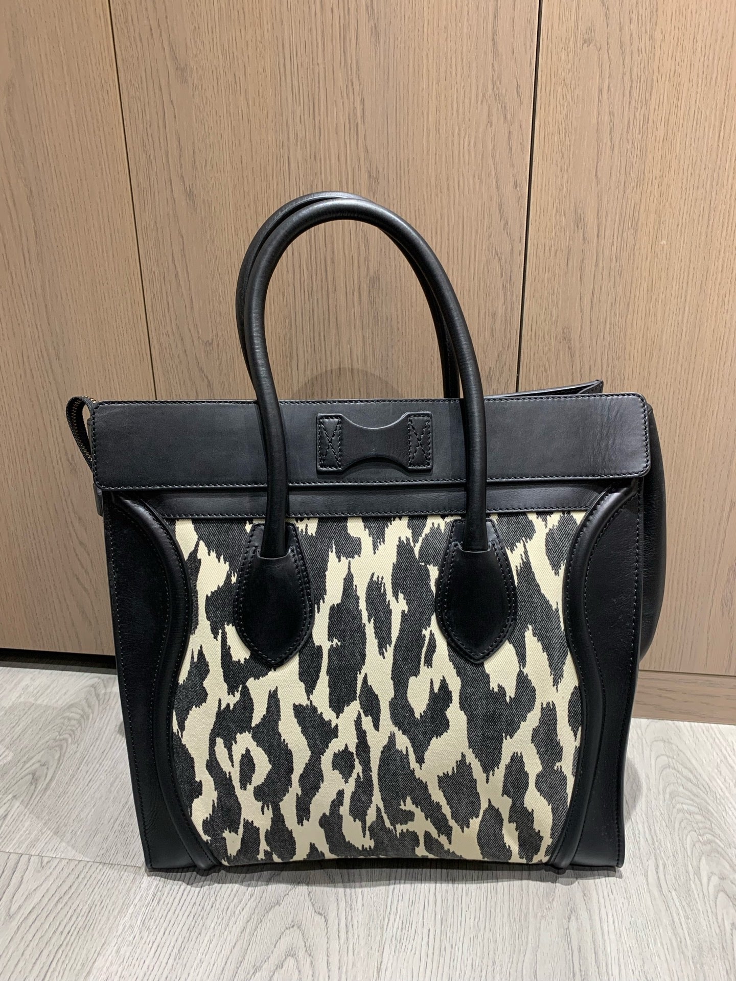Celine - Luggage Tote - Leather and Canvas - Black - (Medium)