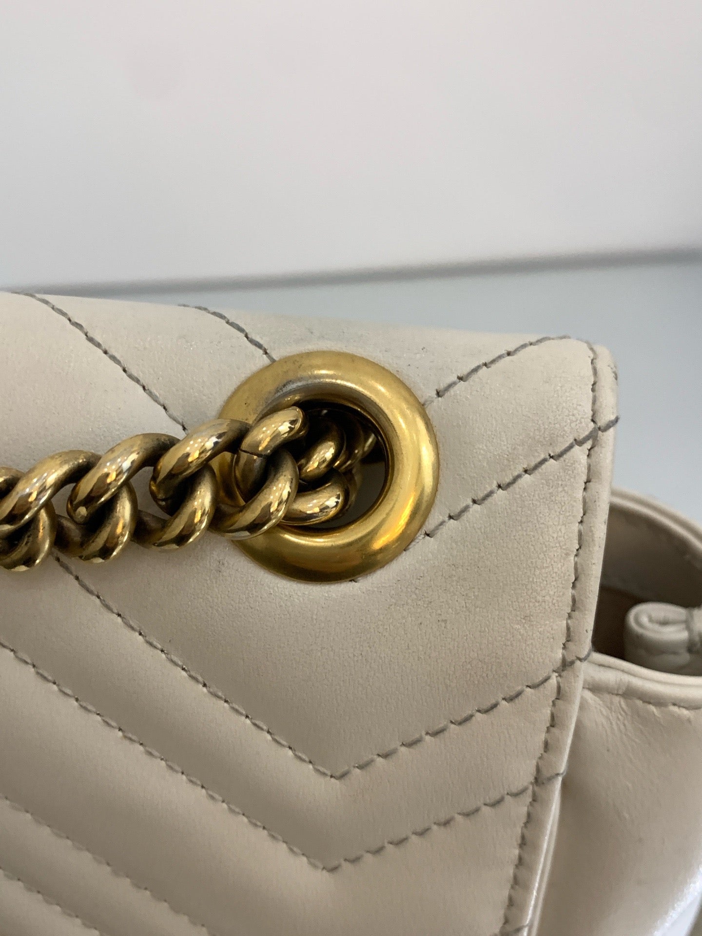Gucci - GG Marmont Mini Square Bag - Leather - Beige - (mini)