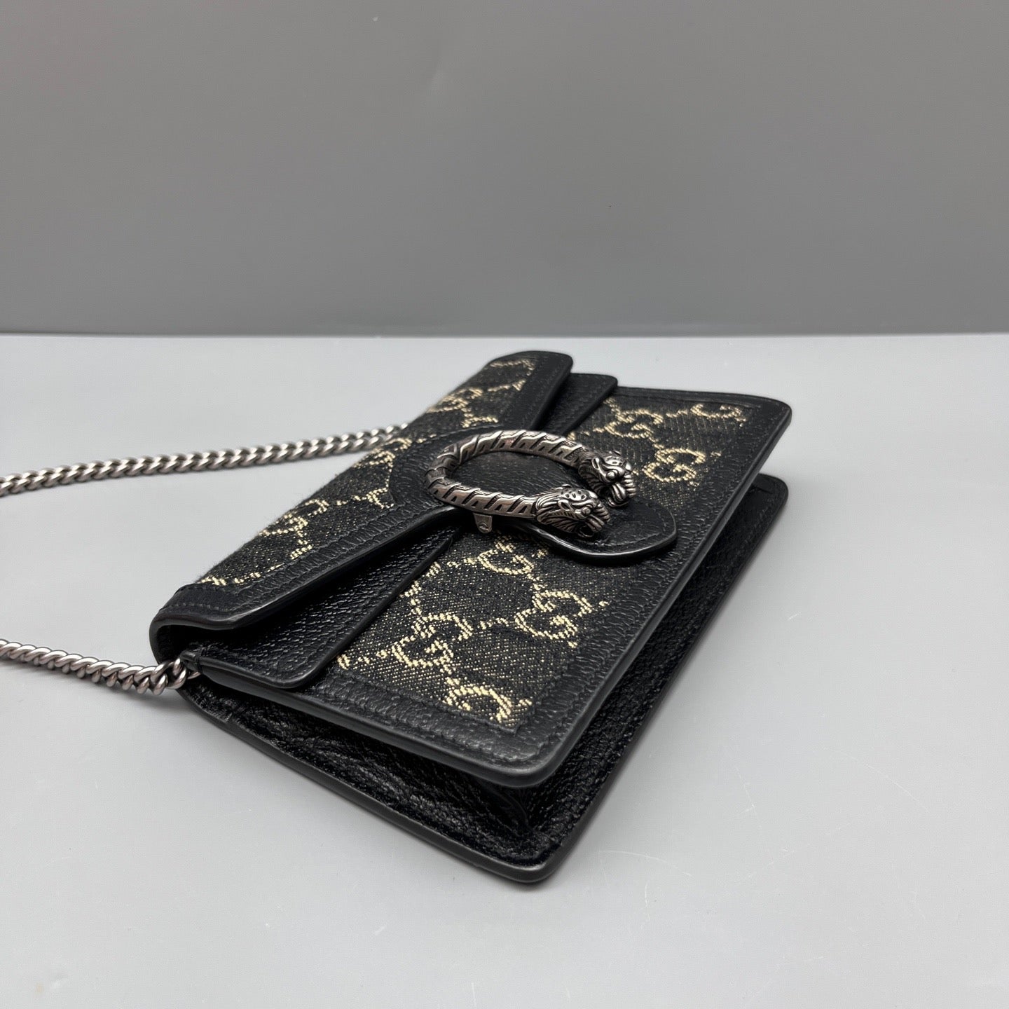 Gucci - Dionysus Chain Wallet - Denim - Jeans and Leather - Multicolour with black leather trim and antique silver-tone hardware - (mini)