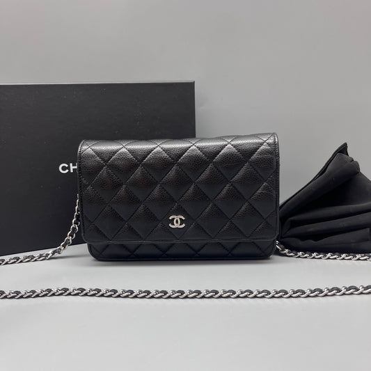 Chanel - Wallet on Chain (WOC) - Caviarskin leather - Black - (mini)
