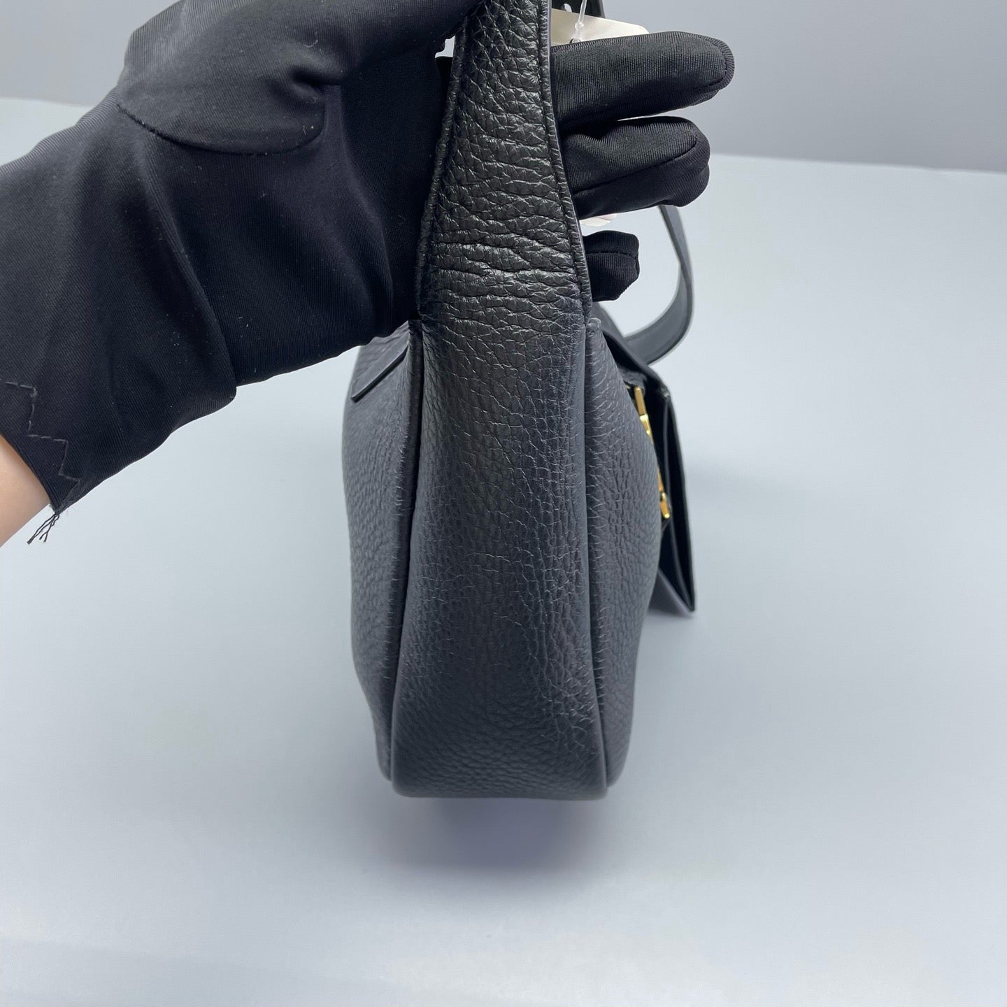 Saint Laurent - Mini Hobo Bag - Grained leather - Black with Gold-Tone Hardware - (mini)