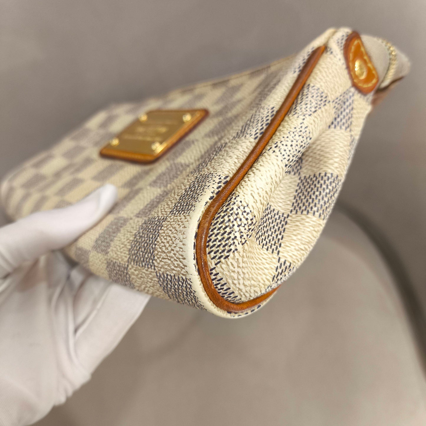 Louis Vuitton - Eva Clutch - Damier Azur coated canvas with Vachetta leather trim - White - (mini)