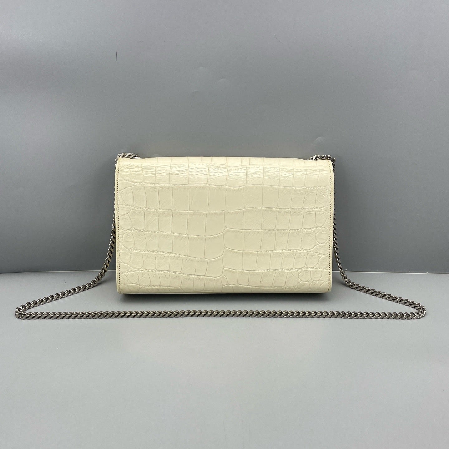 Saint Laurent - Kate Tassel Bag - Croc-embossed leather - White - (medium)