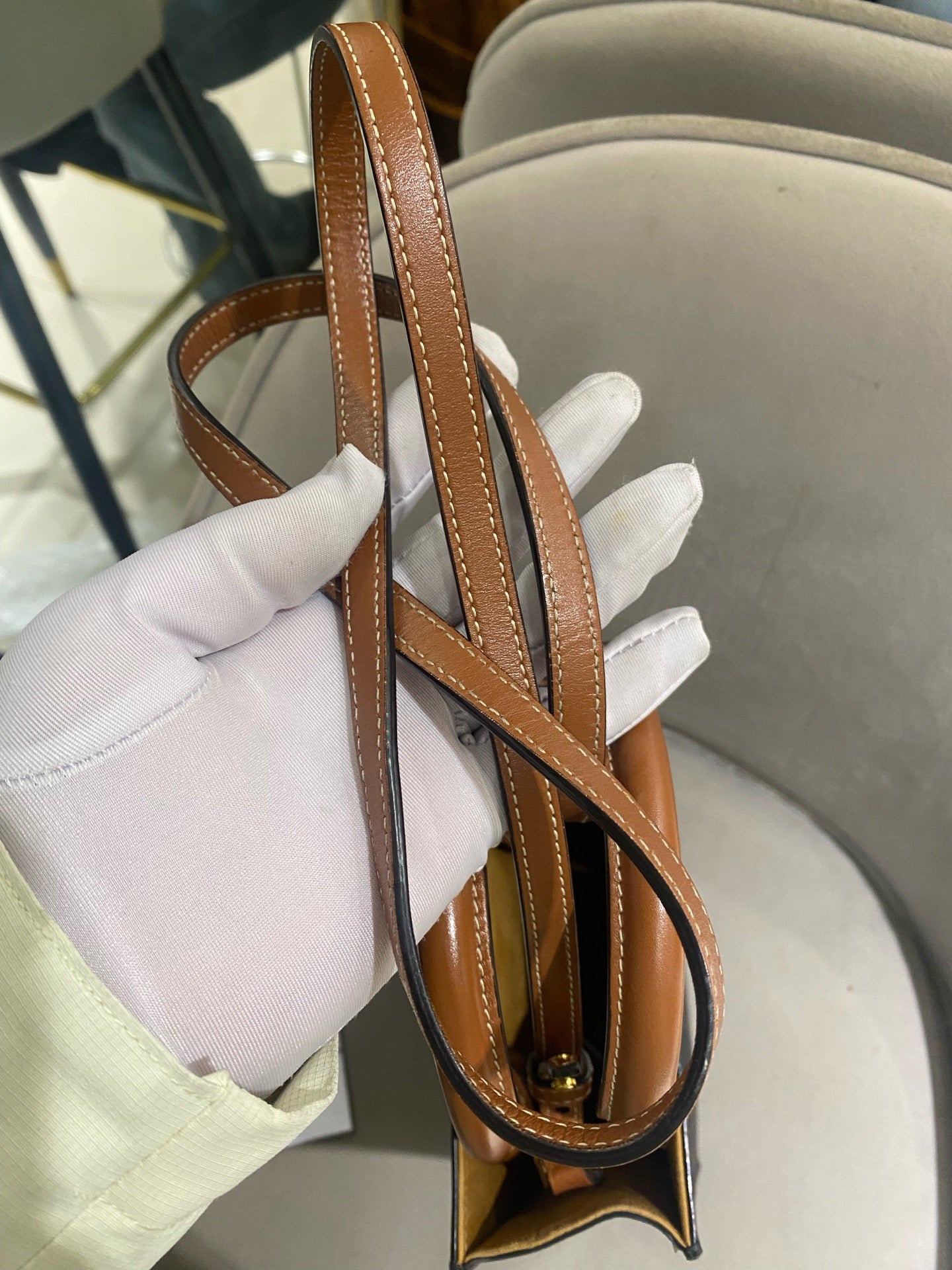 Celine - Mini Cabas Vertical - Triomphe Canvas with Calfskin Leather trim - Brown - (Mini)