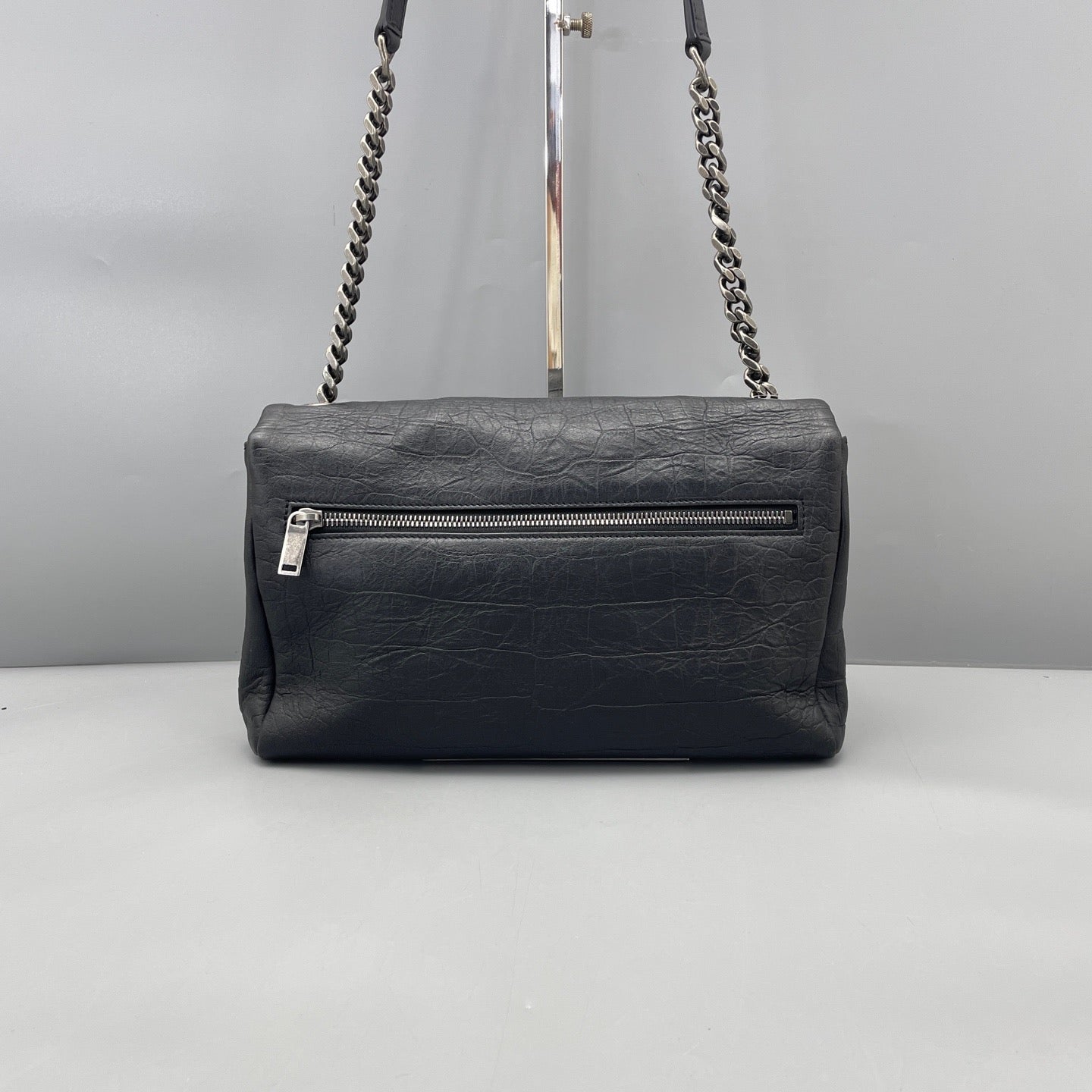 Saint Laurent - Hollywood Chain Flap Bag - Matte crocodile-embossed leather - Black - (medium)
