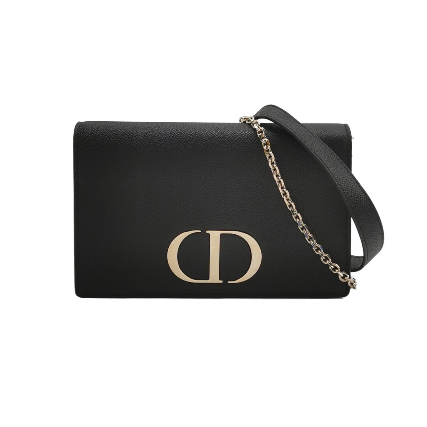 Dior - 30 Montaigne Flap Wallet on Chain - Grained Calfskin Leather - Black - (mini)