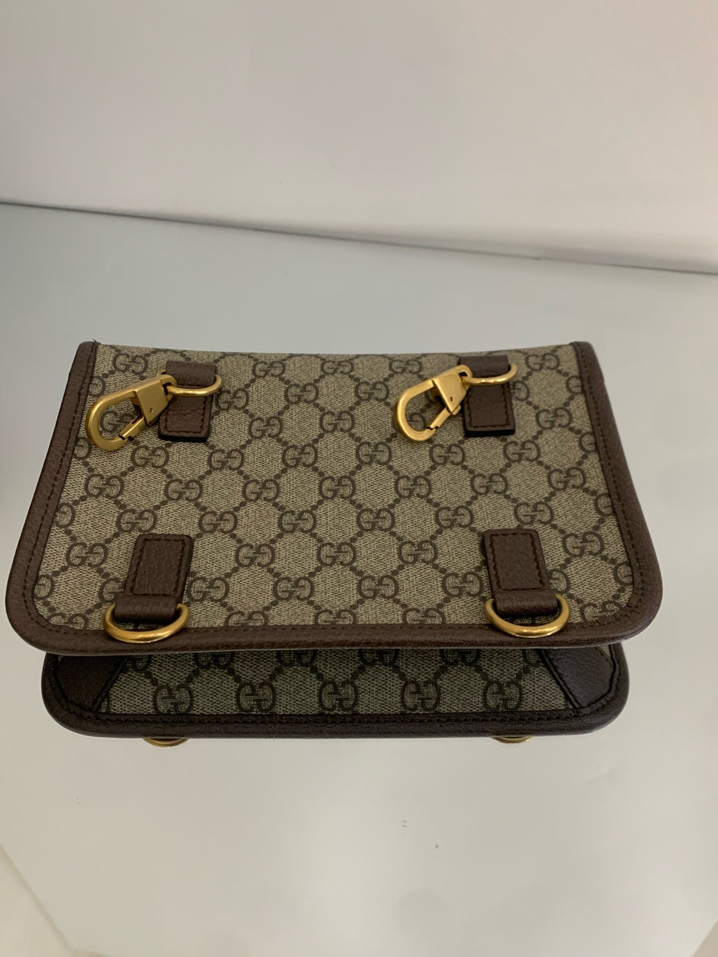 Gucci - Neo Vintage Messenger Bag - GG Supreme canvas with leather trim - Ebony brown - (small)