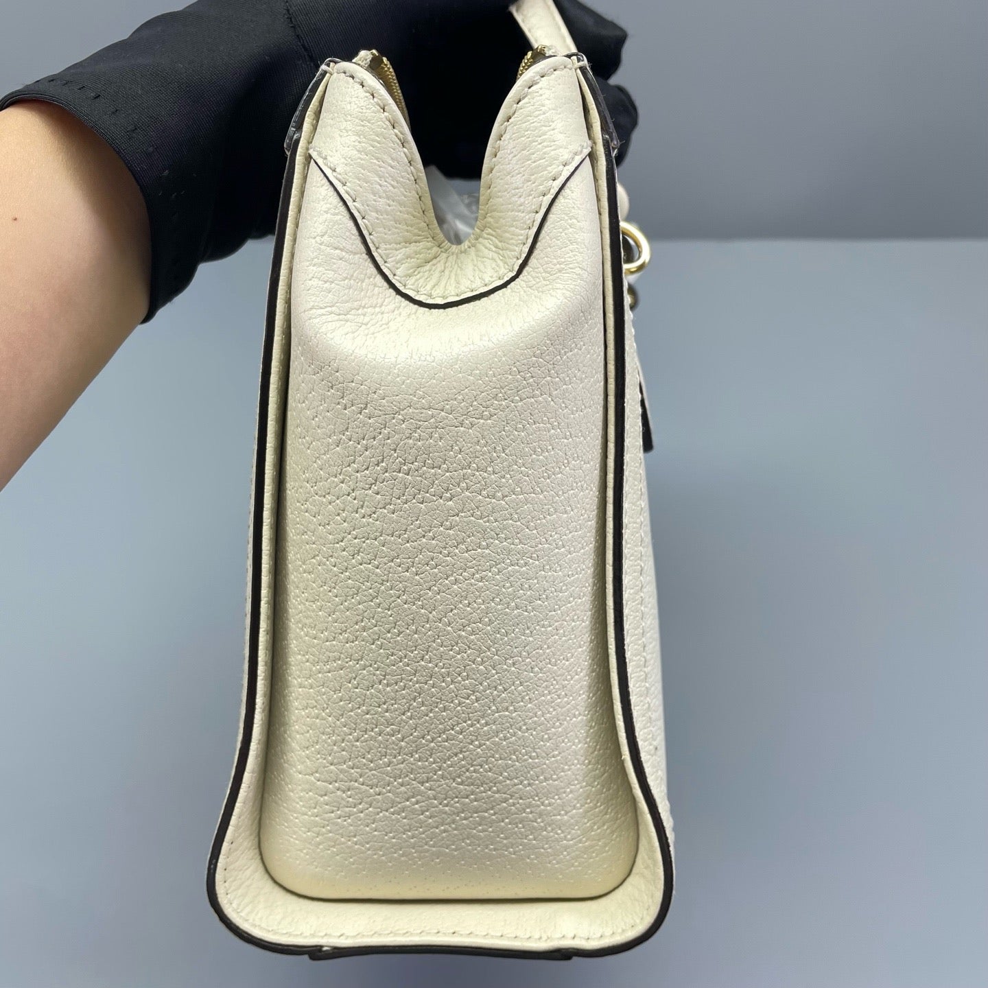 Gucci - Ophidia Small Tote Bag - Grained leather - White with Red and Blue Web stripe - (Small)