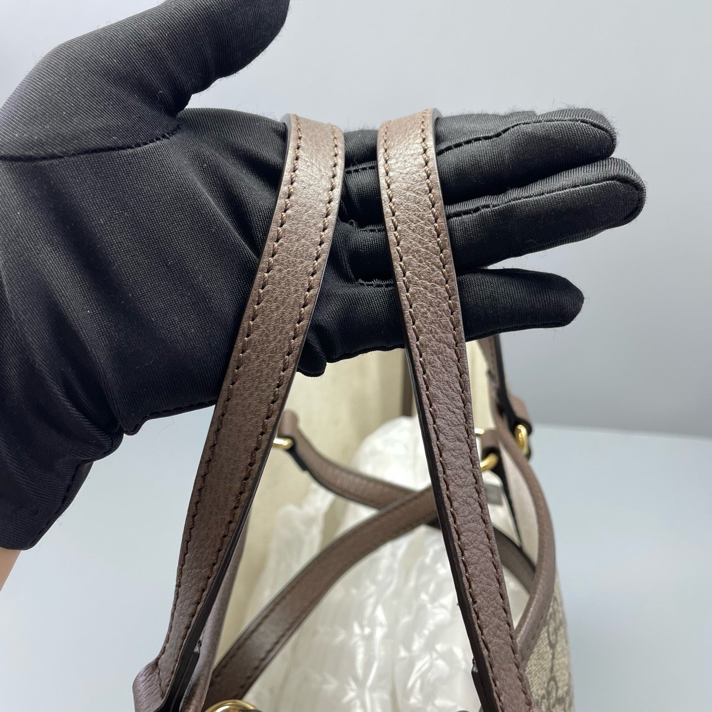 Gucci - GG Supreme Canvas Large Tote Bag - Canvas with Leather trim - Beige and Brown - (large)