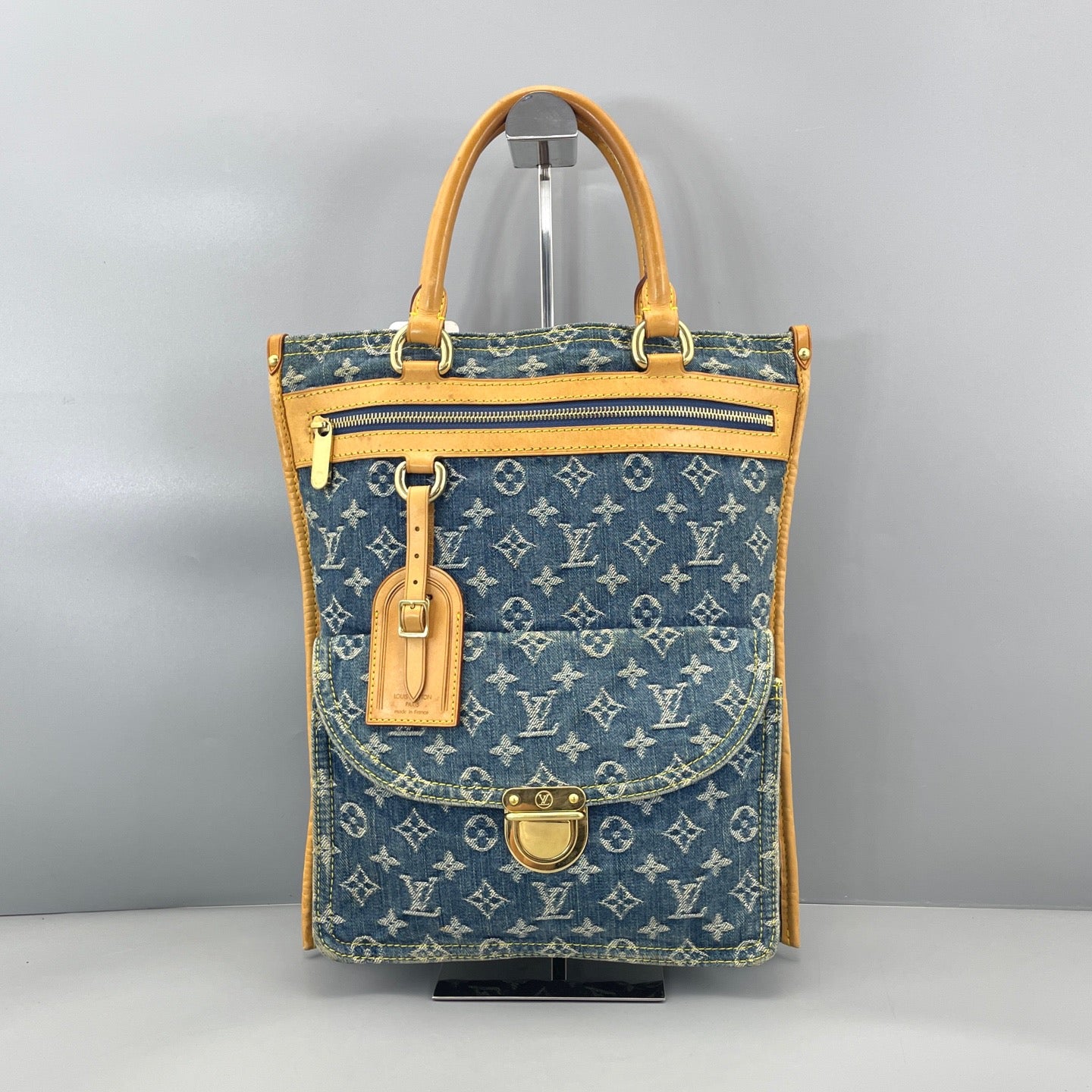 Louis Vuitton - Musical Score Tote Bag - Monogram Denim, Vachetta leather - Blue - (Medium)