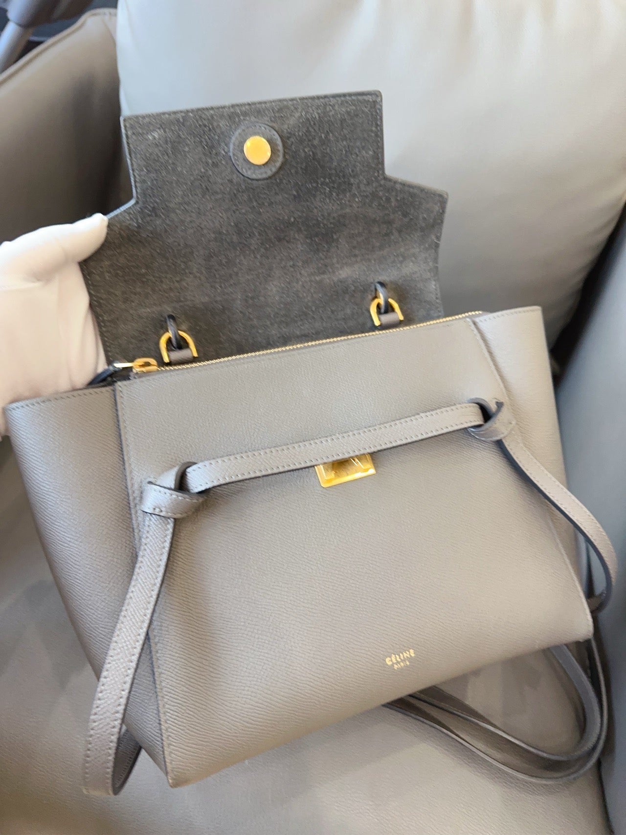 Celine - Belt Bag (Micro) - Grained calfskin leather - Grey - (Micro)