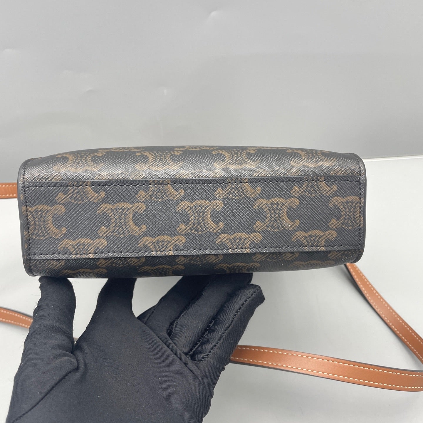 Celine - Mini Vertical Cabas - Triomphe coated canvas and leather - Brown - (mini)
