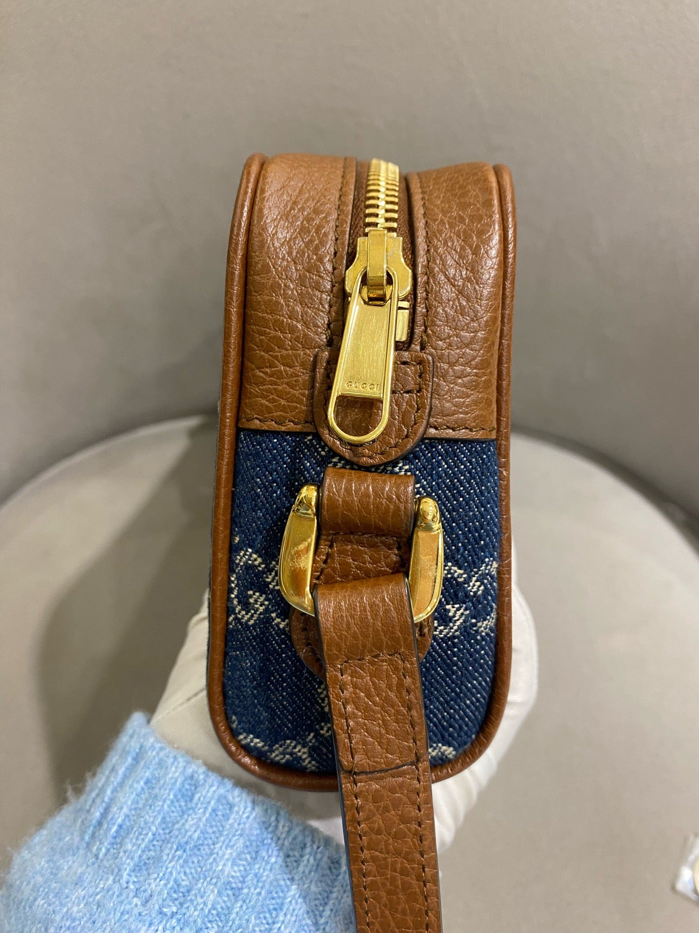 Gucci - Denim Camera Bag - Denim and Leather - Blue and Brown - (small)