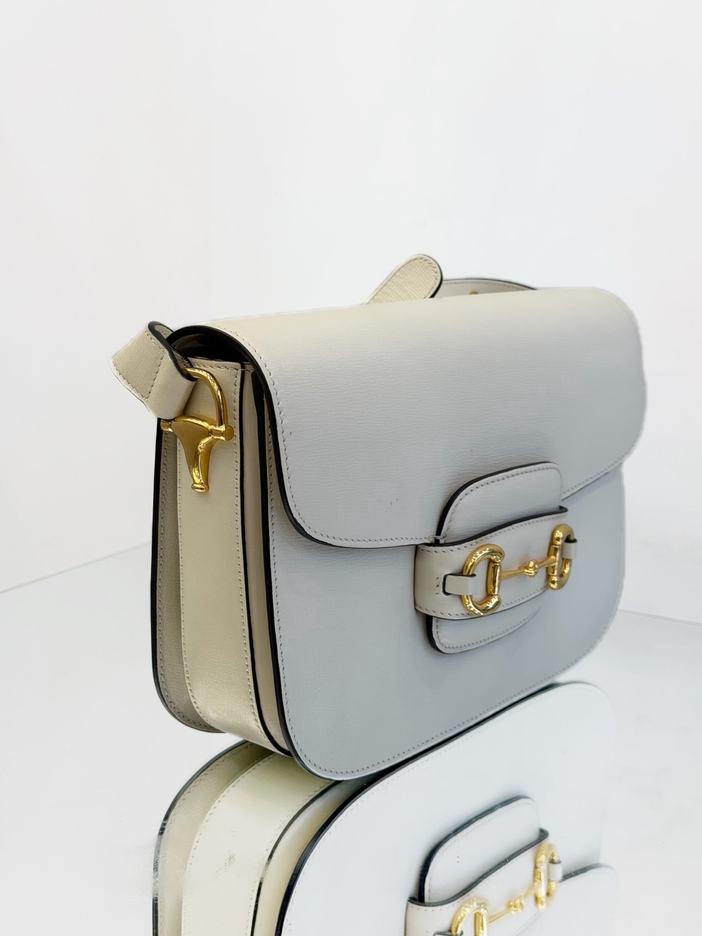 Gucci - Horsebit 1955 Shoulder Bag - Grained leather - White - (Medium)