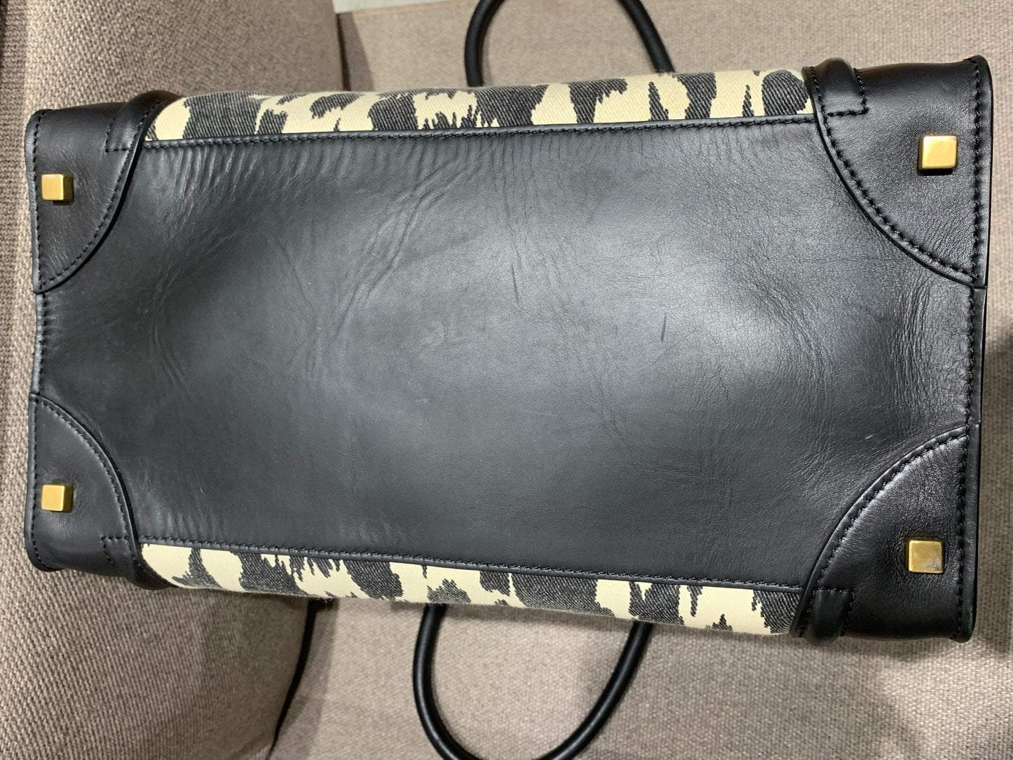 Celine - Luggage Tote - Leather and Canvas - Black - (Medium)