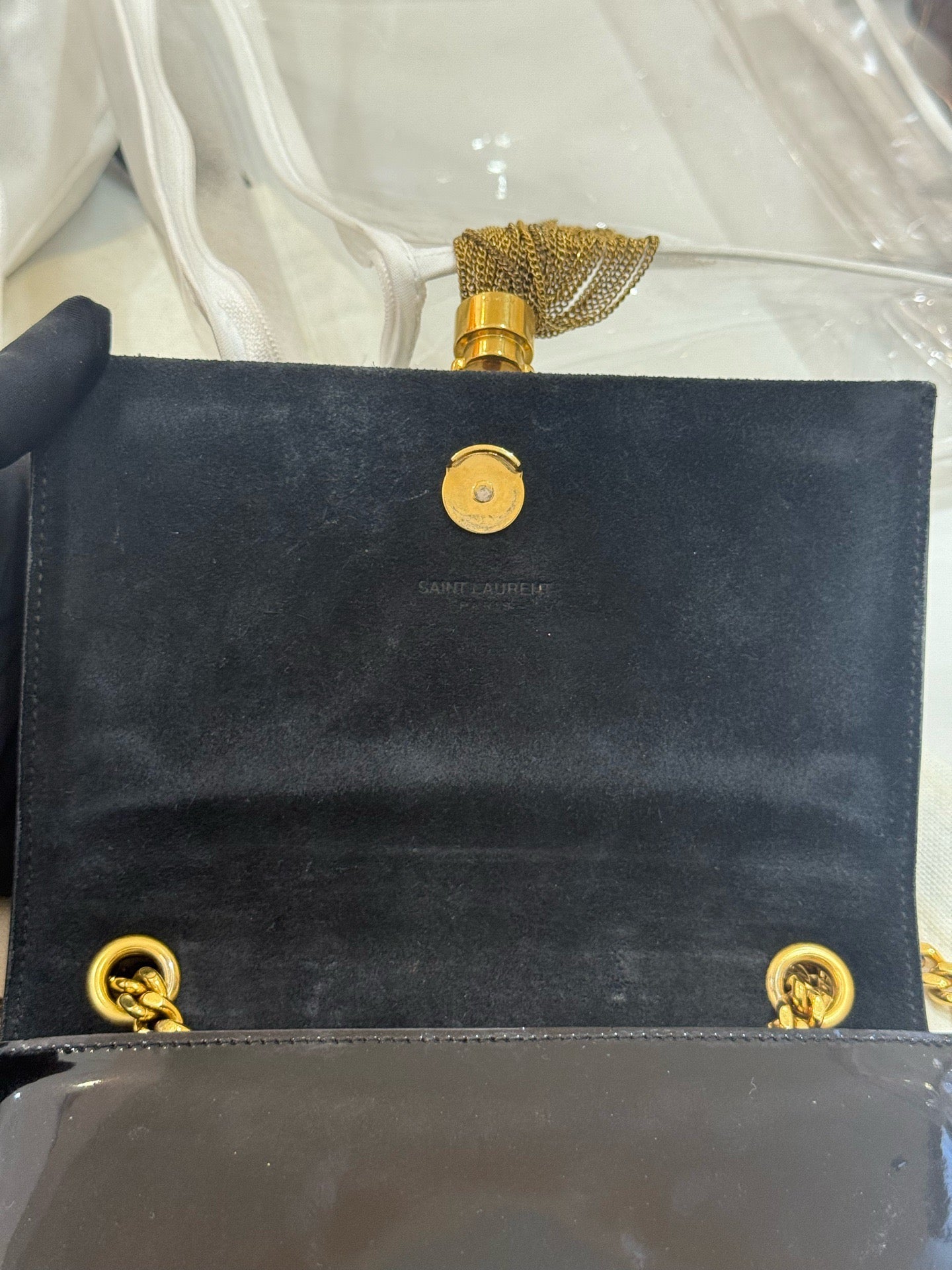 Saint Laurent - Kate Mini Tassel Chain Bag - Patent leather - Black - (mini)