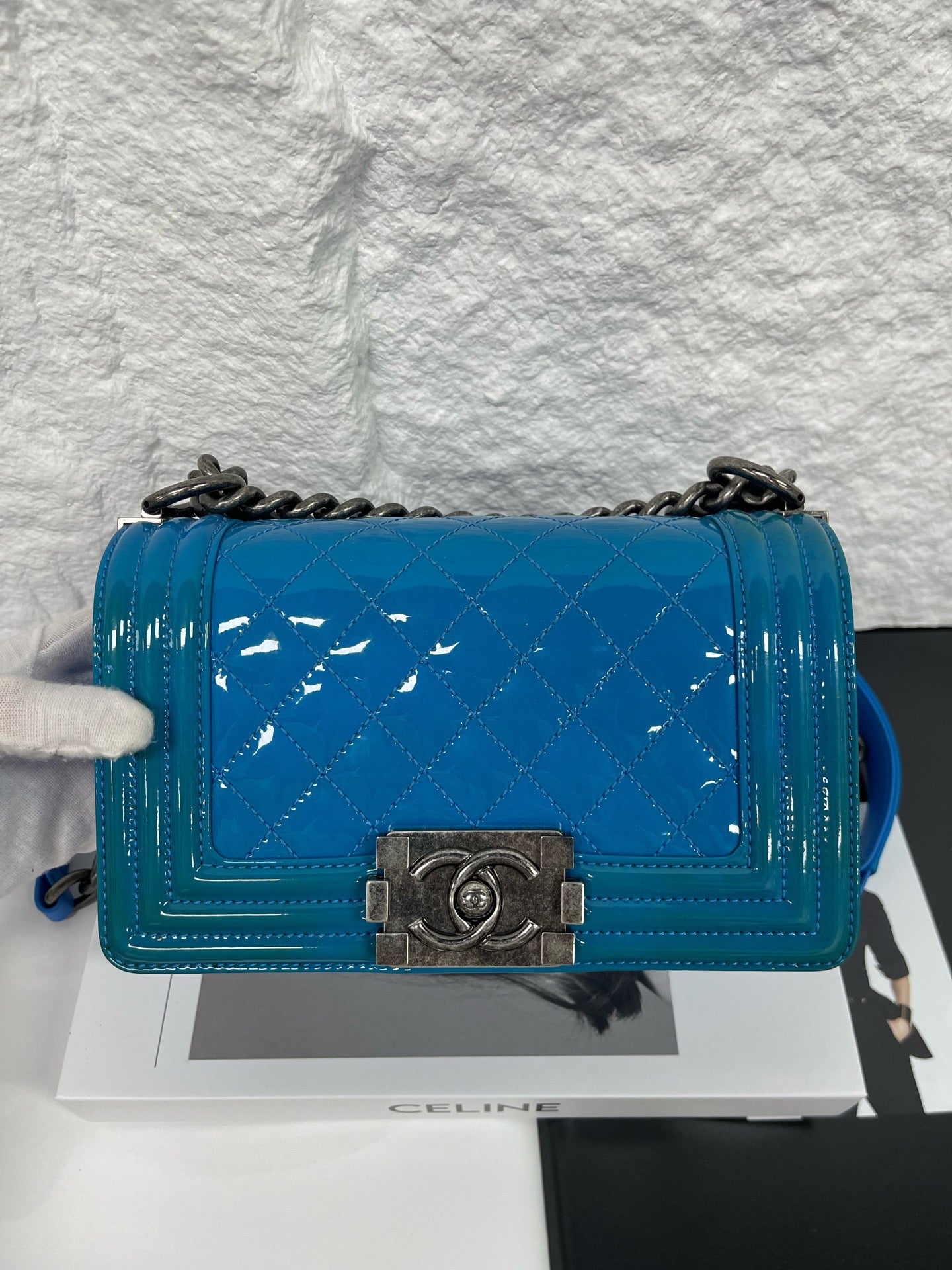 Chanel - Boy Small Flap Bag - Patent leather - Blue - (small)