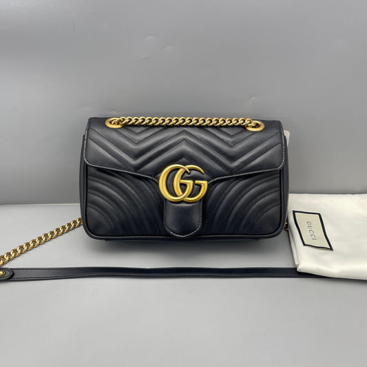 Gucci - Marmont Flap Bag 26 - Leather - Black - (Medium)