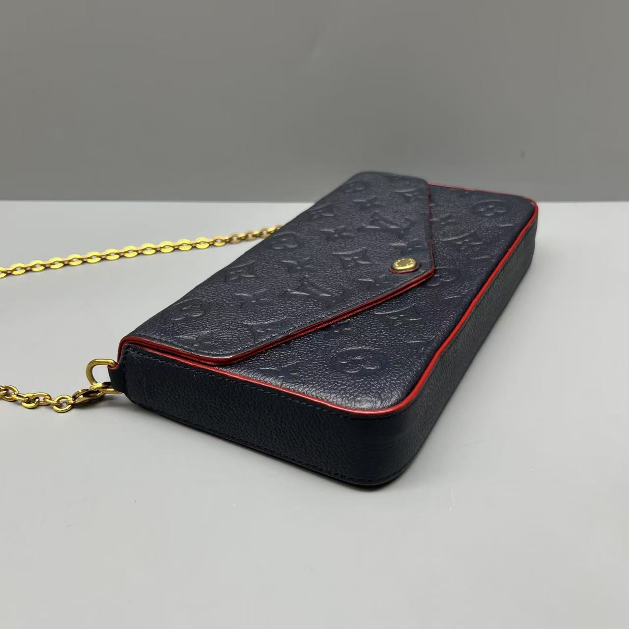 Louis Vuitton - Pochette Félicie - Monogram Empreinte leather - Navy with Red trim - (mini)