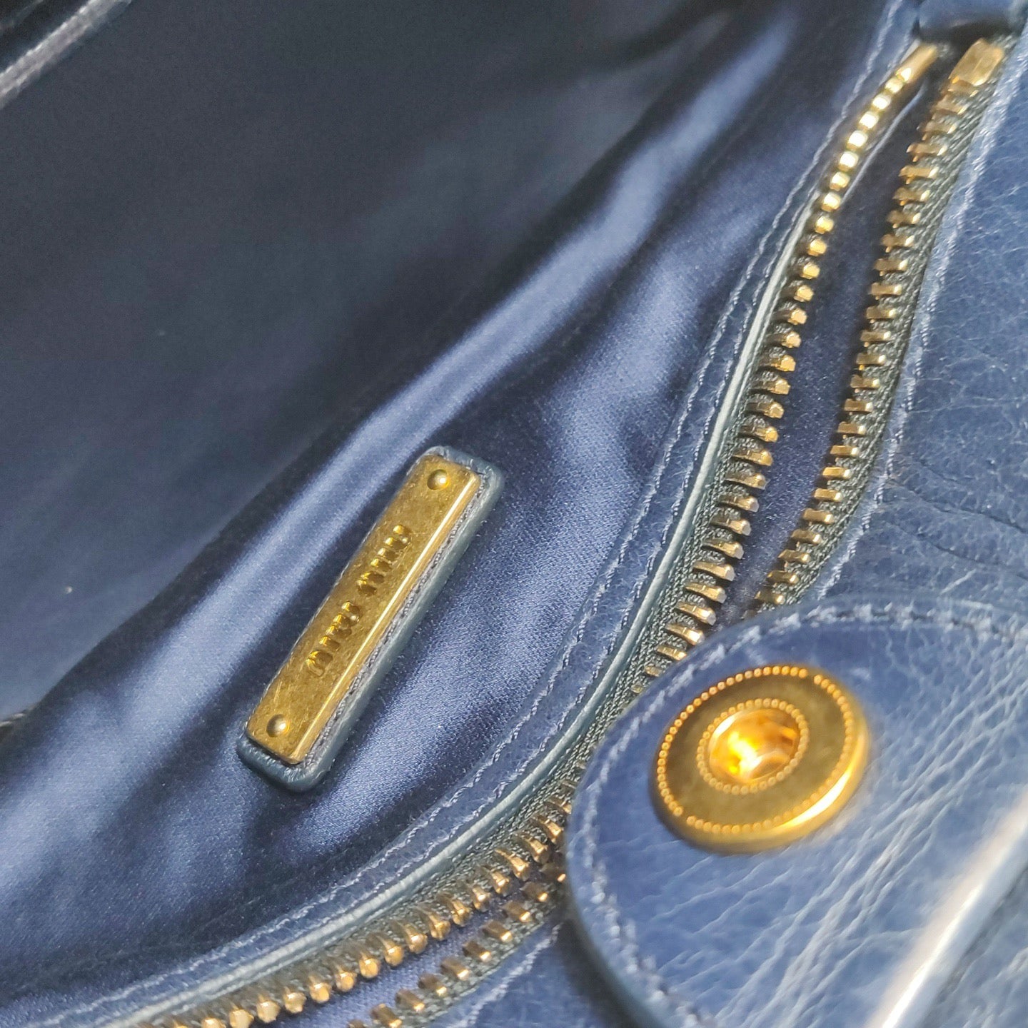 Miu Miu - Vitello Lux Bow Satchel - Cowhide leather - Navy - (Medium)