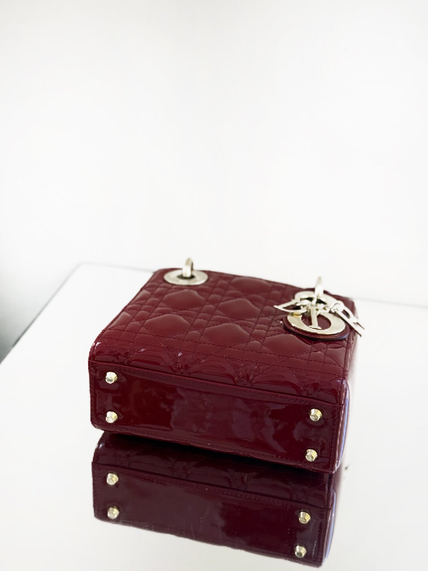 Dior - Lady Dior Mini - Patent leather - Deep Red with Gold-Tone Hardware - (Mini)