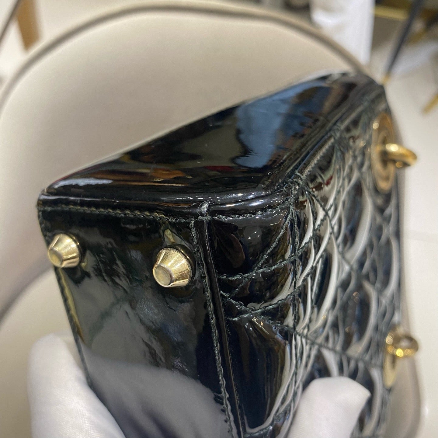 Dior - Lady Dior Mini - Patent leather - Black - (Mini)