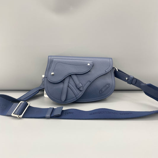 Dior - Saddle Bag - Pebbled leather - Blue - (mini)