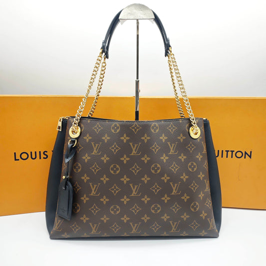Louis Vuitton - Surene Medium - Monogram coated canvas with grained leather trim - Brown and Black with Gold-tone hardware - (Medium)
