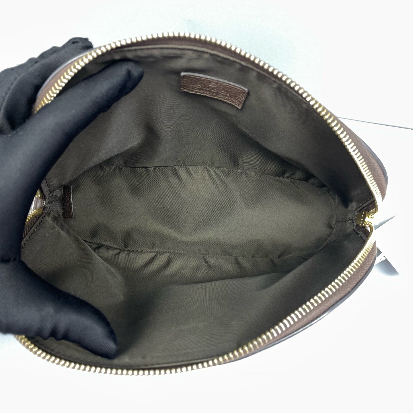 Gucci - Ophidia Cosmetic Pouch - GG Supreme canvas with leather trim - Brown - (small)