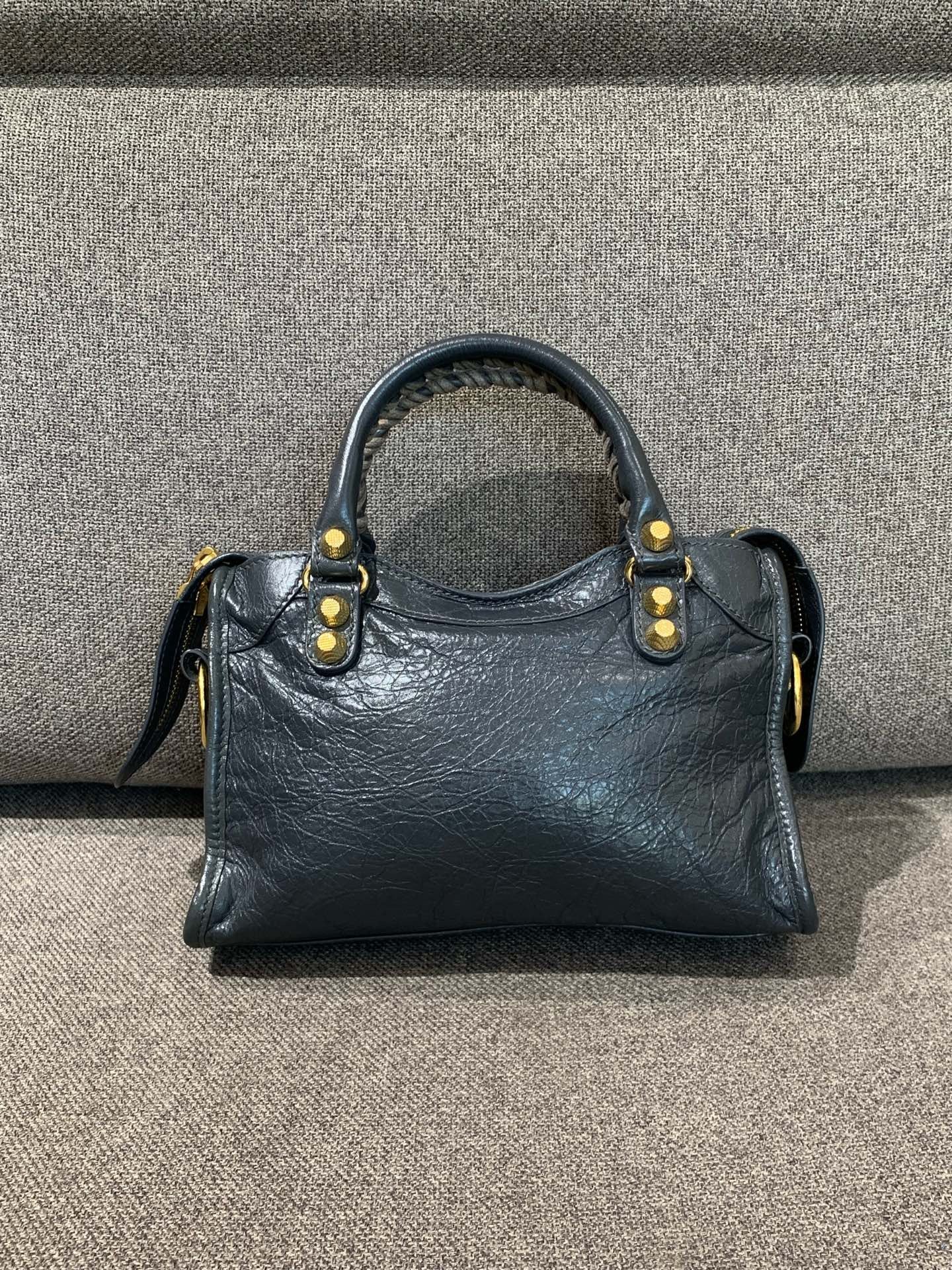 Balenciaga - Mini City (Motorcycle) - Distressed lambskin leather - Grey - (mini)