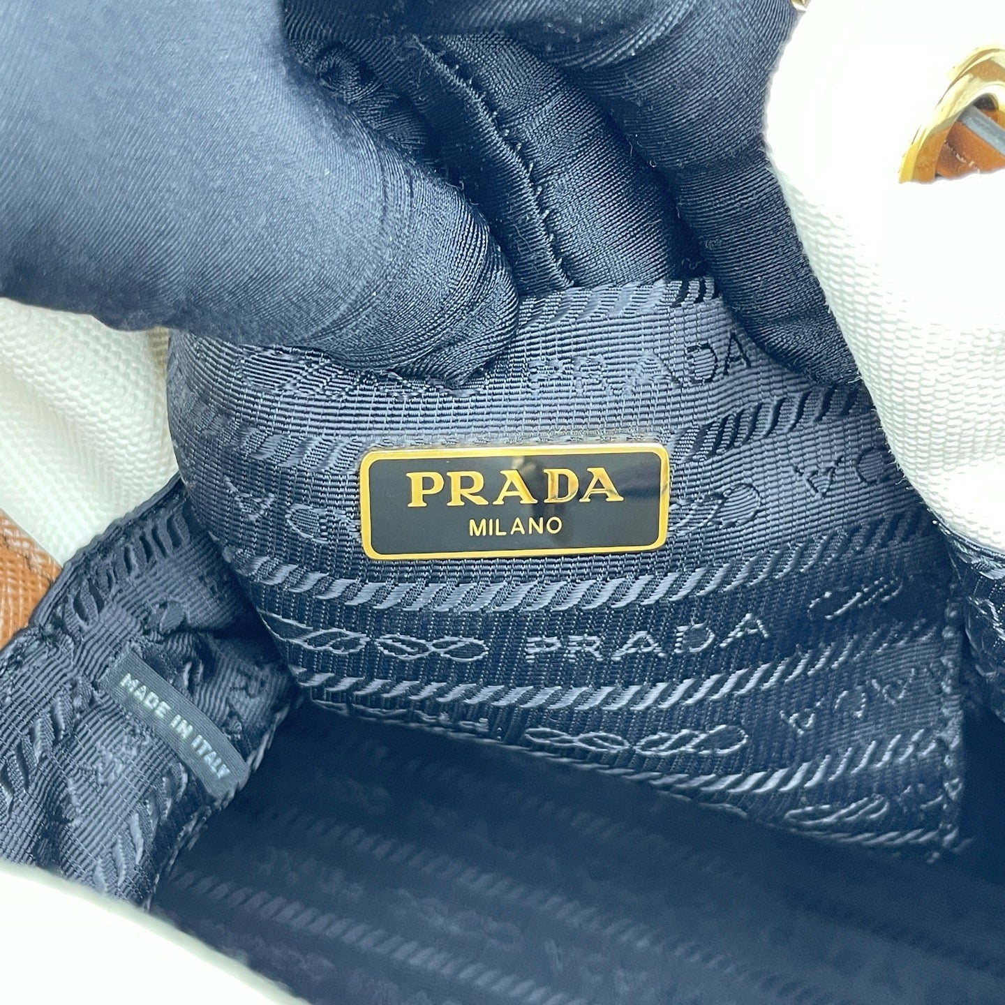Prada - Rattan Canvas Bucket Bag - Canvas, Wicker, Saffiano Leather - White - (Medium)