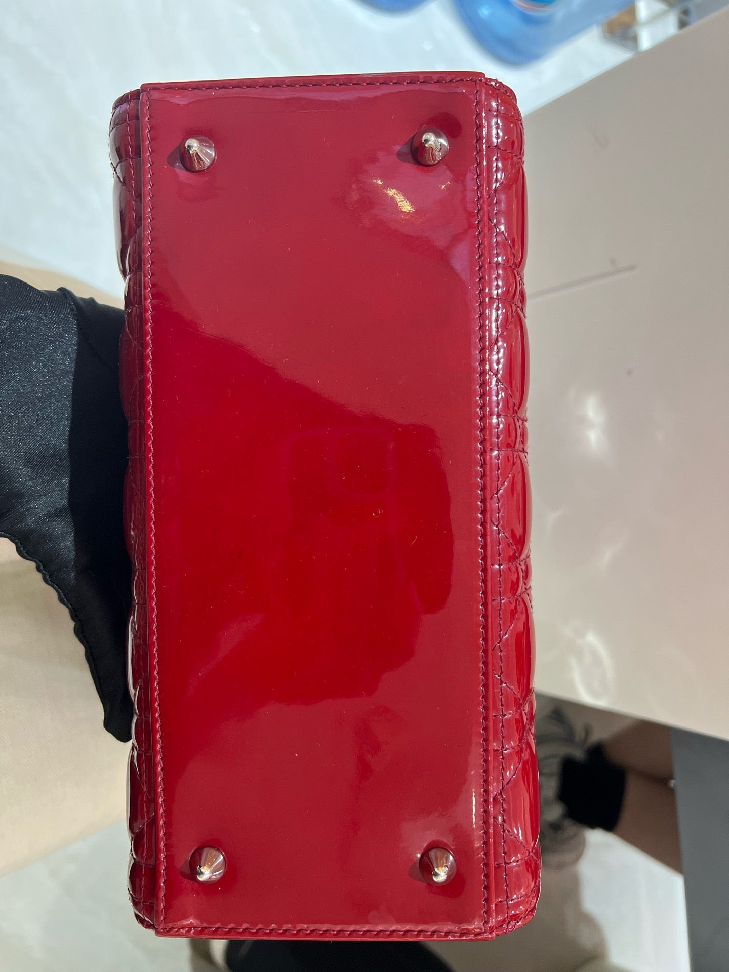 Dior - Lady Dior 5-Grids - Patent leather - Red - (Medium)