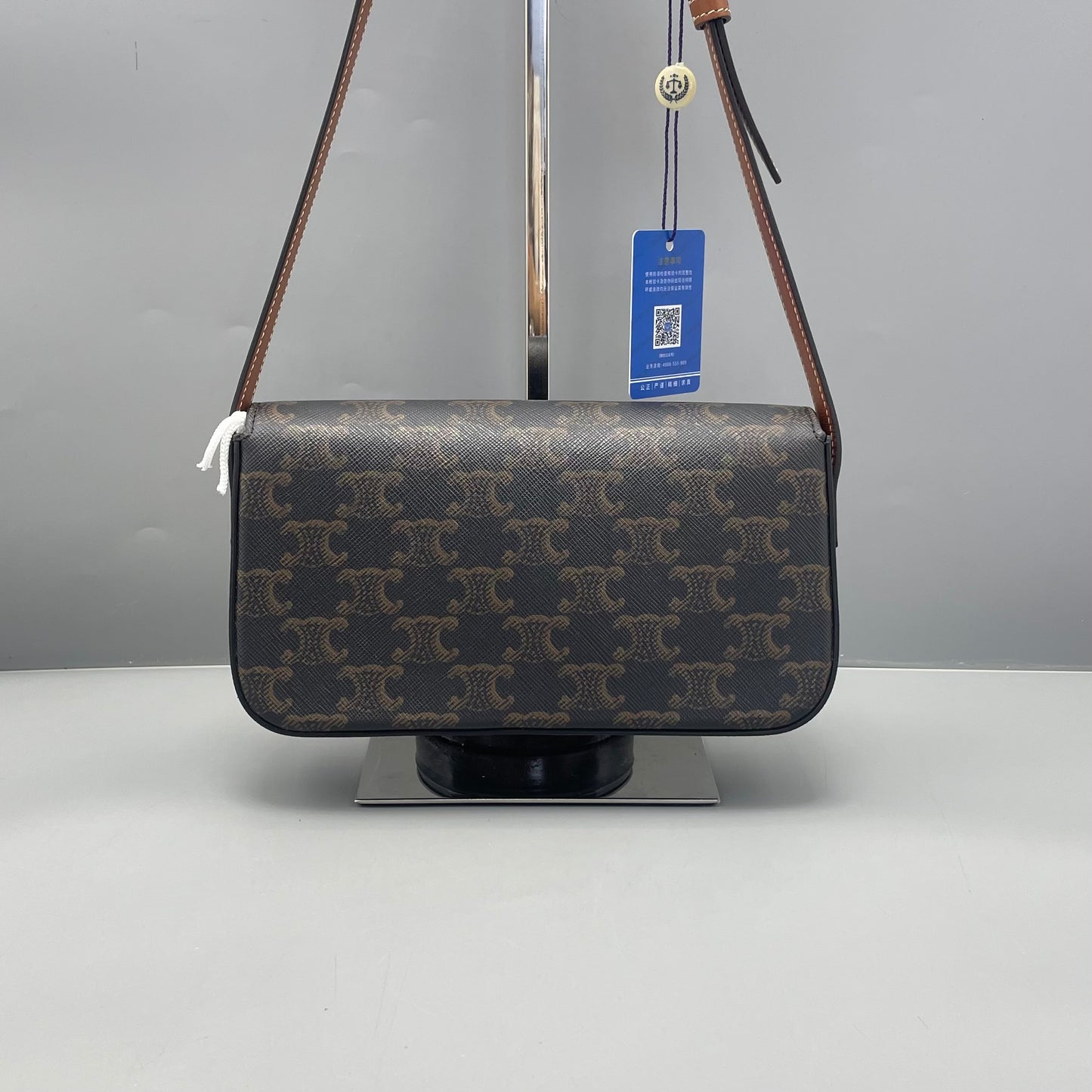 Celine - Triomphe Shoulder Bag - Coated canvas with leather trim and lining - Brown - (mini)