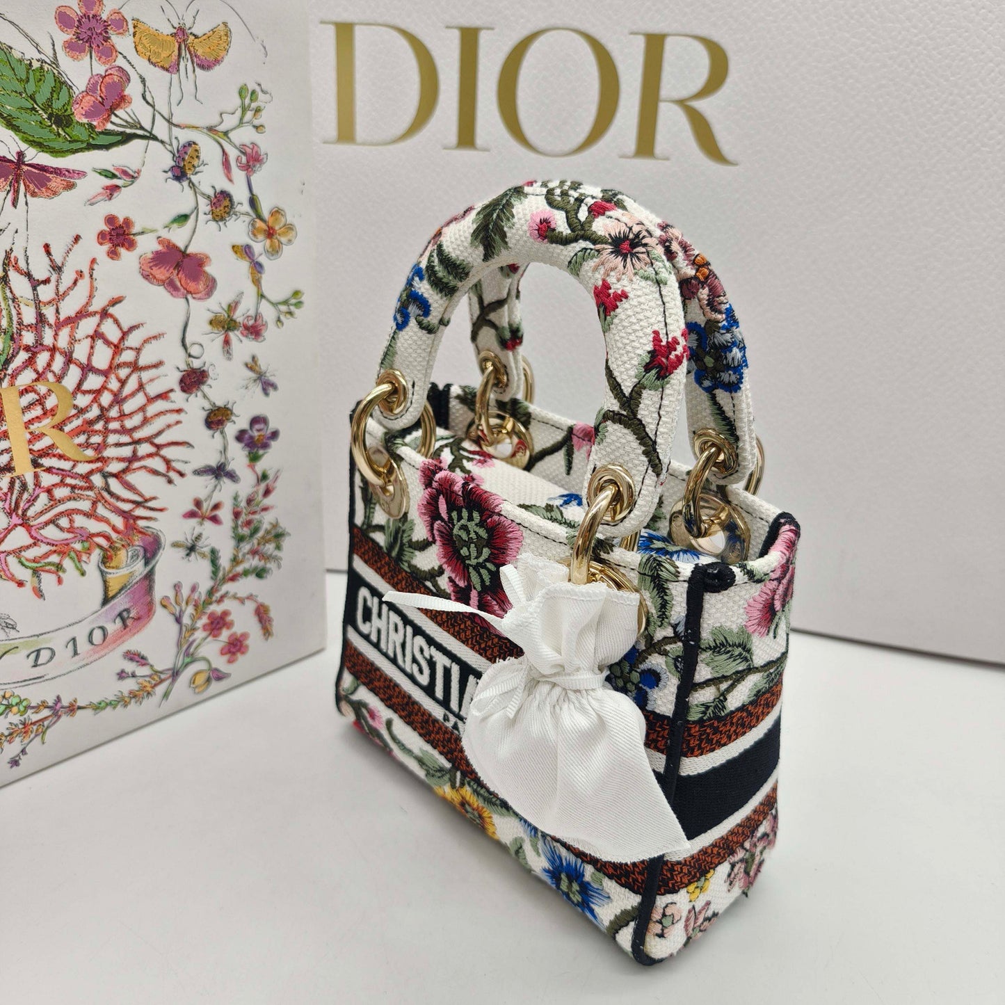 Dior - Lady D-Lite - Embroidered canvas - White with Multicolour embroidery - (Mini)