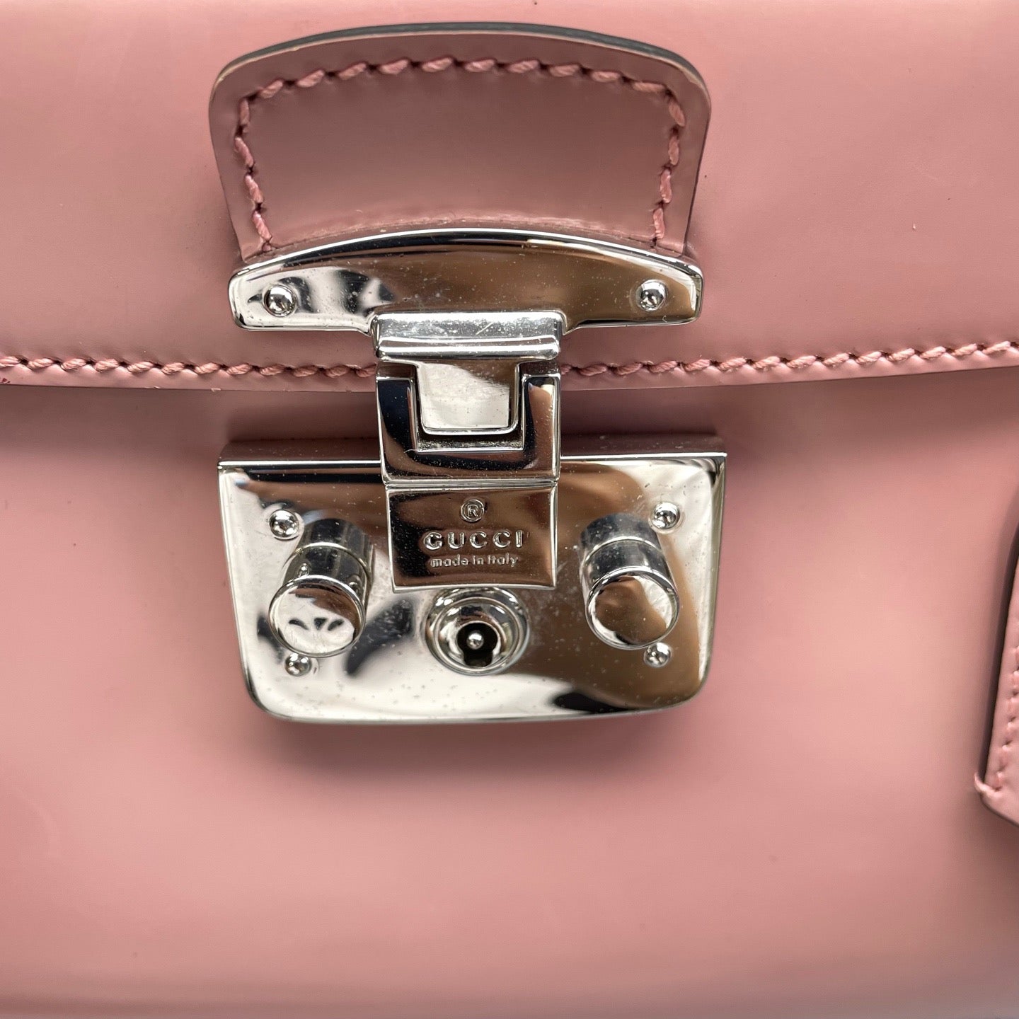 Gucci - Lady Lock Bamboo Top Handle Bag - Glossy leather - Pink - (small)
