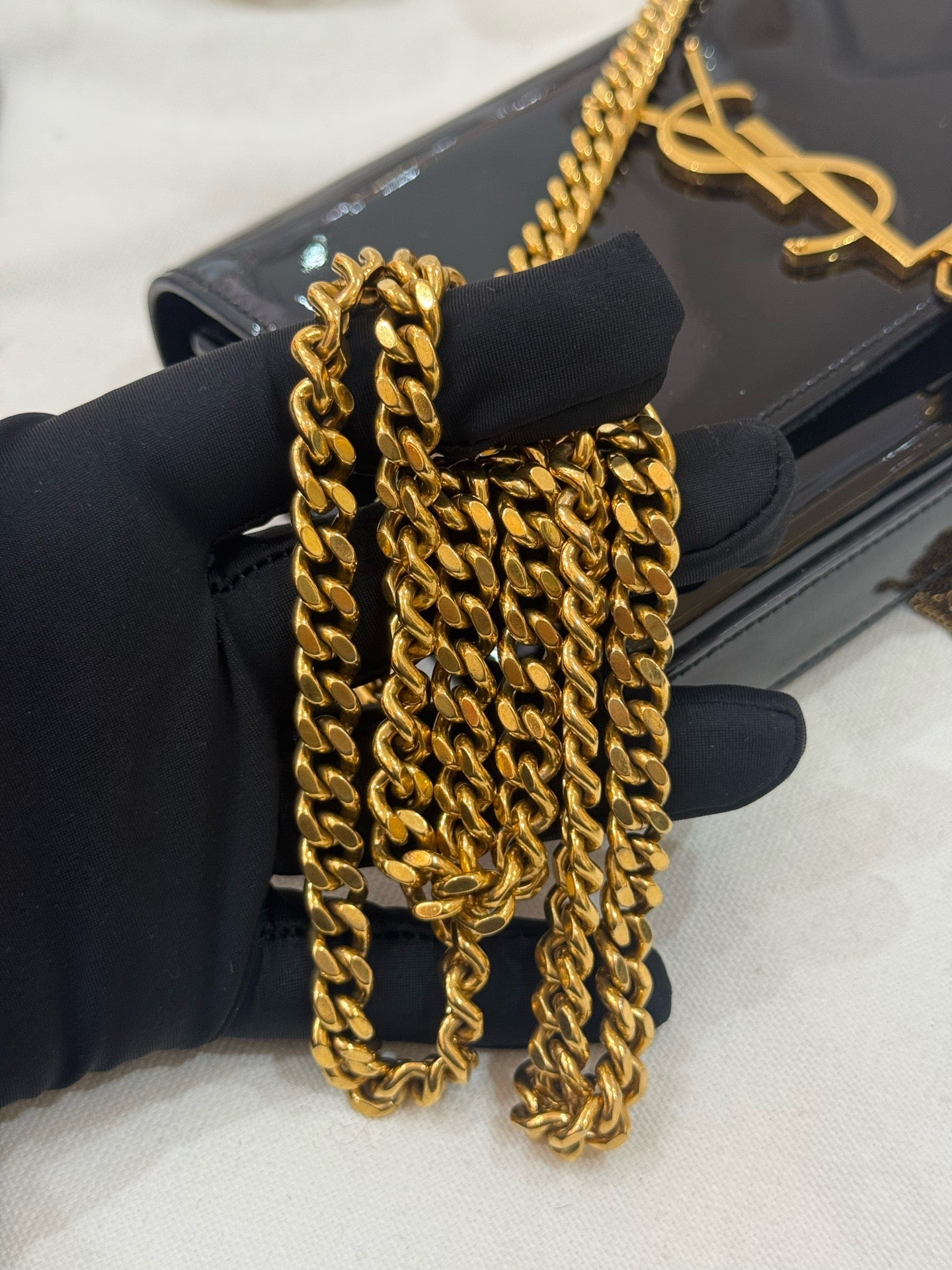 Saint Laurent - Kate Mini Tassel Chain Bag - Patent leather - Black - (mini)