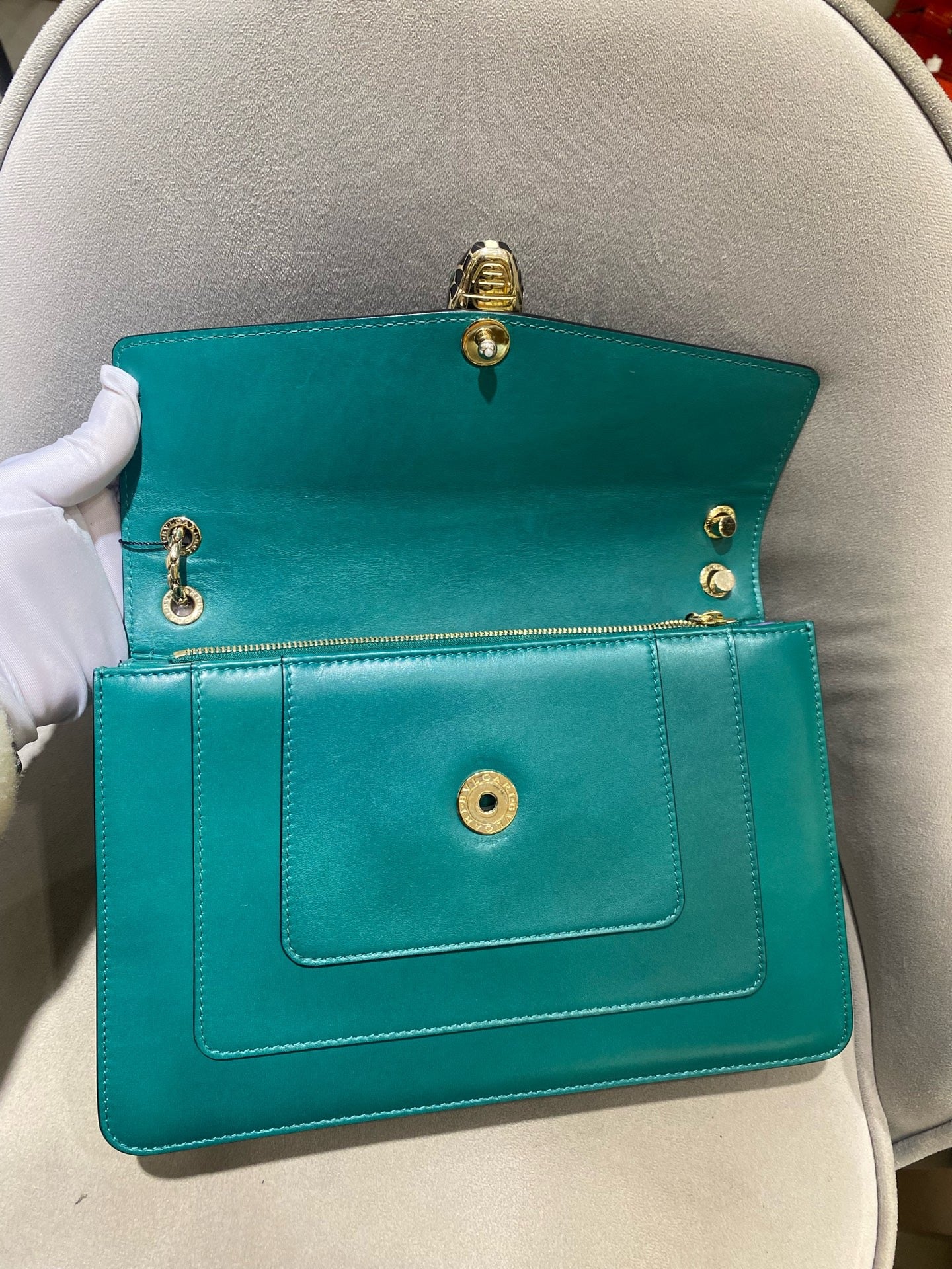 Bvlgari - Serpenti Forever Flap Bag - Leather - Green - (Large)