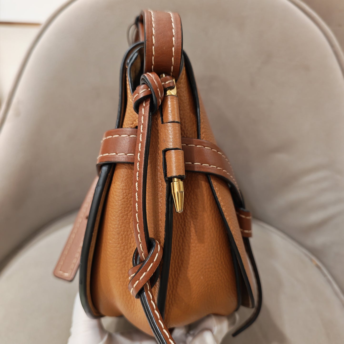 Loewe - Gate Bag - Grained calfskin leather - Caramel and Brown - (Medium)