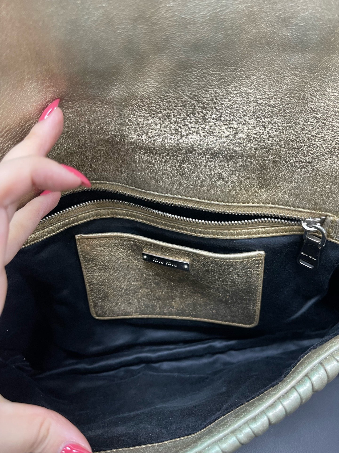 Miu Miu - Matelassé Crystal Chain Bag - Leather - Gold - (medium)